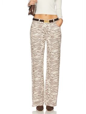 Lioness Beige and Black Zebra-Stripe jeans
